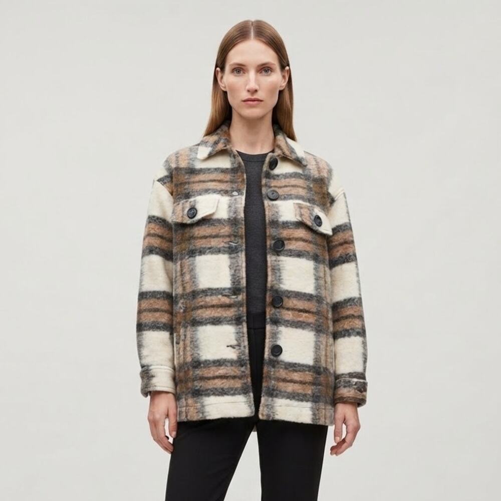 Zara Plaid Flannel Shacket Women’s XS Oversized Wool Blend Button Front Jacket